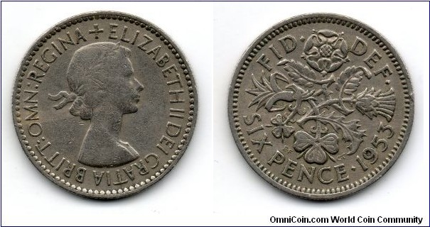 1953 Elizabeth II Sixpence