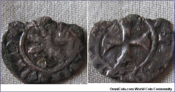 Crusader Frankish Kingdom of Cyprus Billon AR Denier Obv. Lion of Cyprus Rev. Cross. possibly of Hugh III