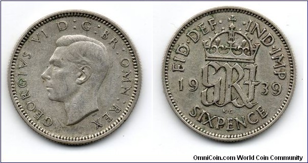 1939 George VI Sixpence