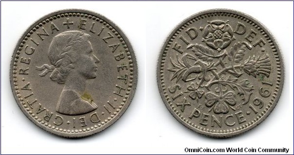 1961 Elizabeth II Sixpence
