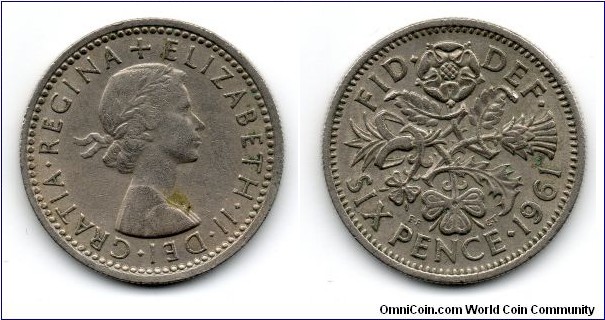 1961 Elizabeth II Sixpence