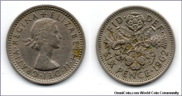 1962 Elizabeth II Sixpence