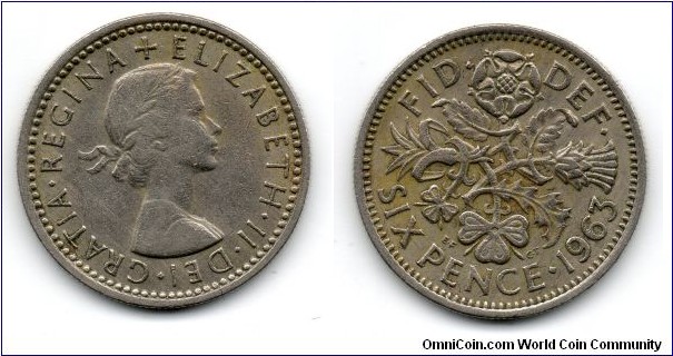 1963 Elizabeth II Sixpence