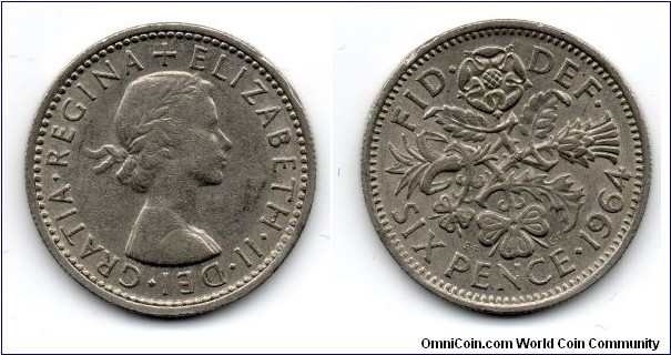 1964 Elizabeth II Sixpence