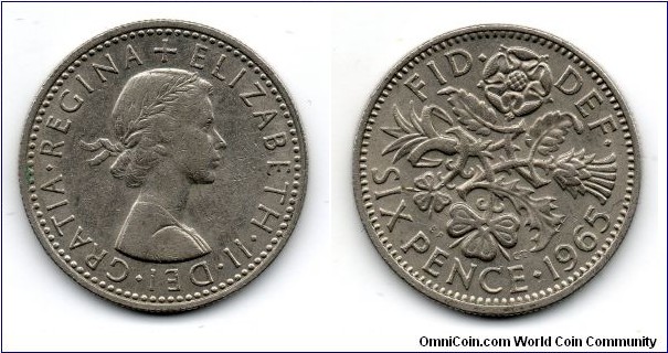 1965 Elizabeth II Sixpence