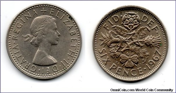 1967 Elizabeth II Sixpence