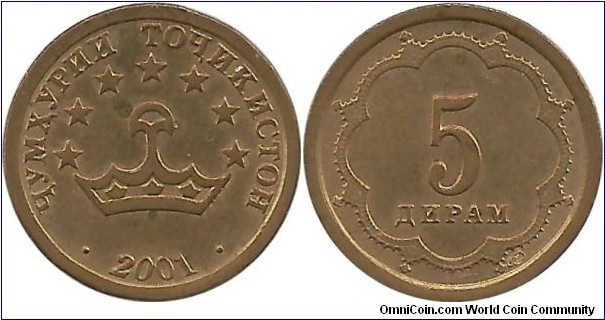 Tajikistan 5 Diram 2001