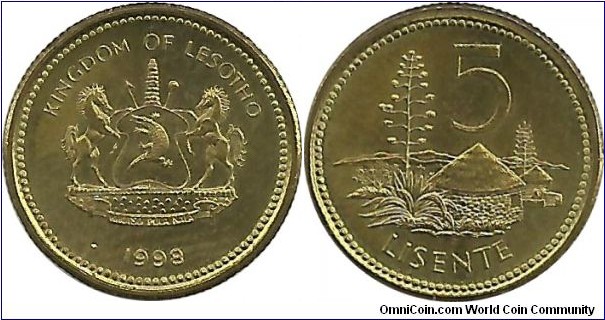 Lesotho 5 Lisente 1998