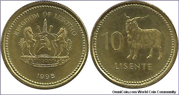 Lesotho 10 Lisente 1998