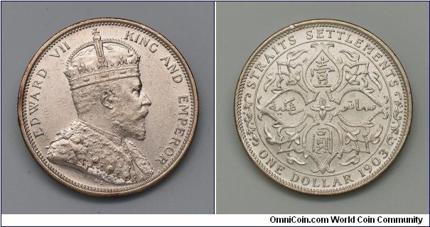 Straits Settlements 1903 King Edward VII $1 Silver