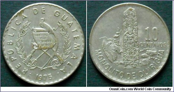 Guatemala 10 centavos.
1975