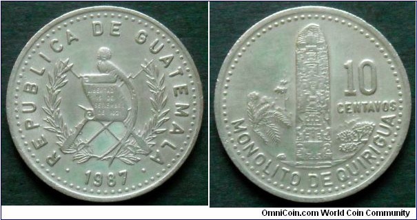 Guatemala 10 centavos.
1987