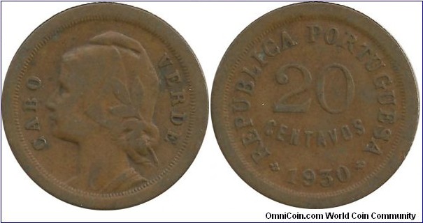 CaboVerde-Portuguesa  20 Centavos 1930