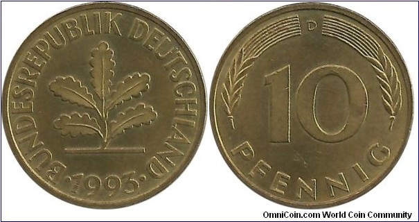Germany 10 Pfennig 1993D