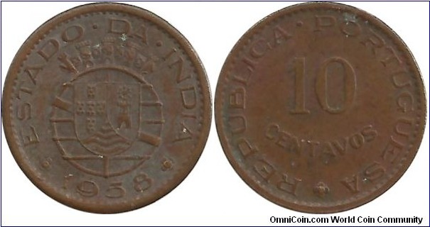 India-Portuguesa 10 Centavos 1958