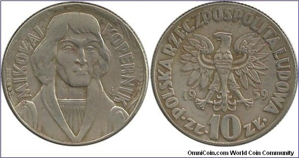 Poland 10 Zloty 1959-Mikolaj Kopernik