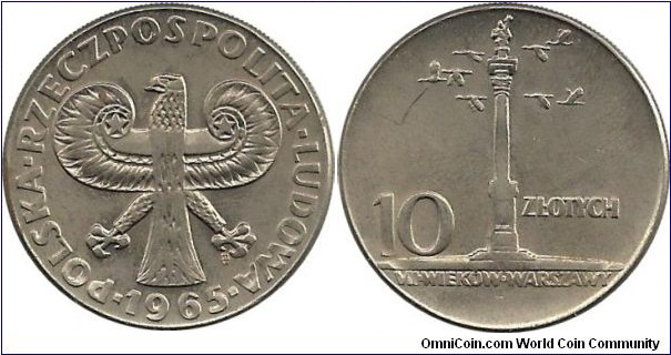 Poland 10 Zlotych 1965-700th Anniversary of Warsaw-2