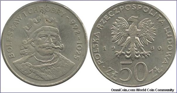 Poland 50 Zlotych 1980-King Boleslaw I Chrobry