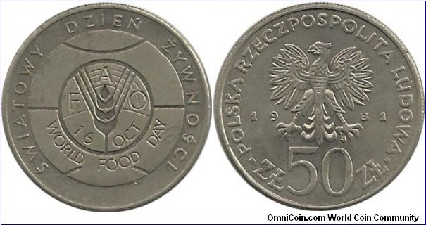 Poland 50 Zlotych 1981-FAO World Food Day