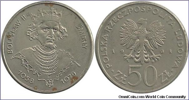 Poland 50 Zlotych 1981-King Boleslaw II Smialy