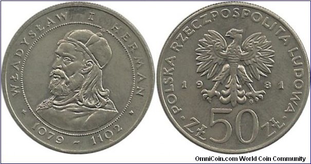 Poland 50 Zlotych 1981-King Wladyslaw I Herman