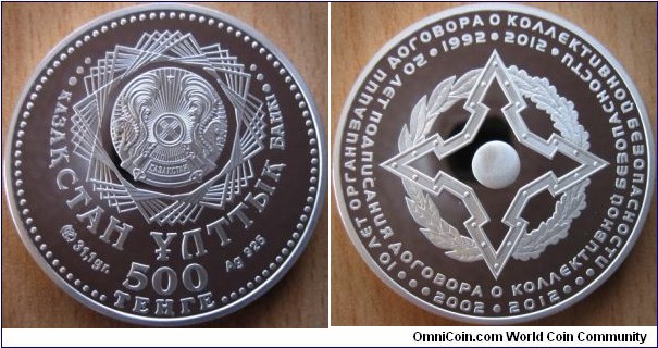 500 Tenge - Collective security treaty organization - 31.1 g Ag .925 Proof - mintage 2,000