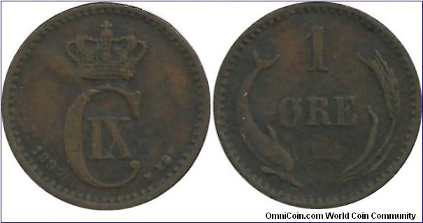 Denmark 1 Øre 1894-Christian IX