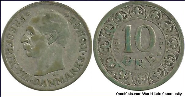 Denmark 10 Øre 1907-Frederik VIII