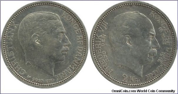 Denmark 2 Kroner 1912-Death of Frederik VIII and Accession of Christian X