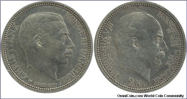 Denmark 2 Kroner 1912-Death of Frederik VIII and Accession of Christian X