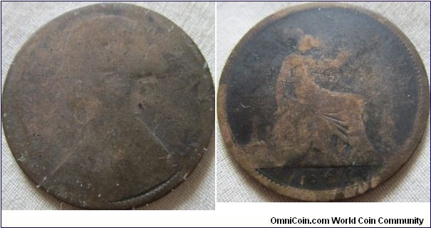 1862 penny, very low grade