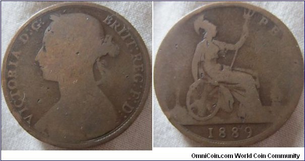 1889 penny, fair grade