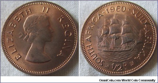 1960 halfpenny, good lustre