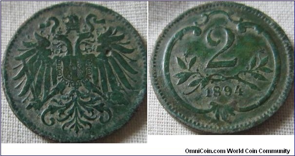 Austria 1894 2 heller