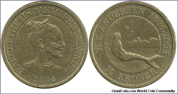 Denmark 10 Kroner 2005 - H.C. Andersen Fairy Tale Coins series: The Little Mermaid