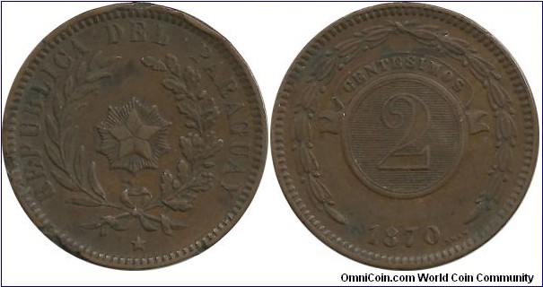Paraguay 2 Centesimos 1870
