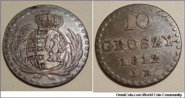 10 Groszy IB Warsaw Duchy mint Warsaw