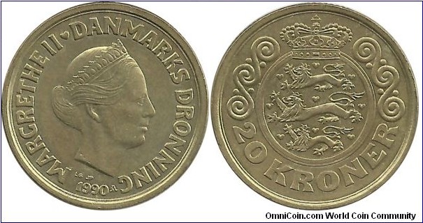 Denmark 20 Kroner 1990