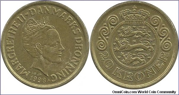 Denmark 20 Kroner 1998