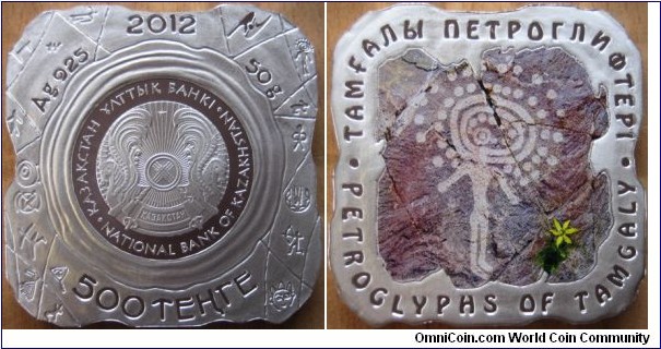 500 Tenge - Tamgaly petroglyphs - 50 g Ag .925 Proof - mintage 5,000