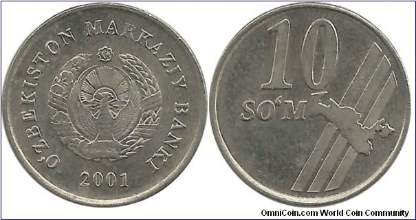 Uzbekistan 10 Som 2001