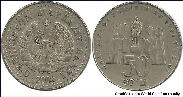 Uzbekistan 50 Som 2002 - 2700th Anniversary of the founding of Shahrisabz City