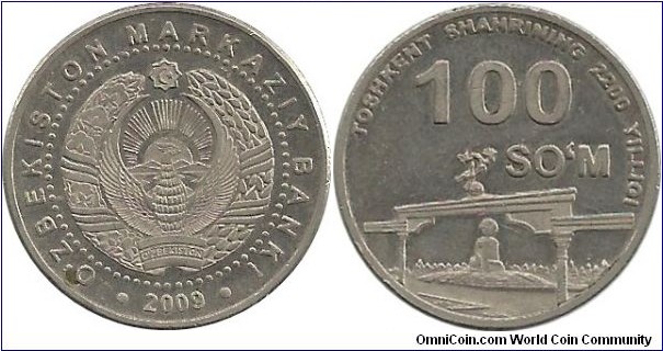 Uzbekistan 100 Som 2009 - 2200th Anniversary of the founding of Tashkent City