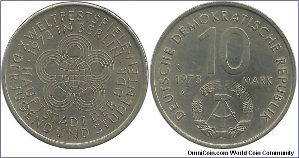Germany-DDR  Comm 10 Mark 1973-10th Youth Festival Games, Berlin