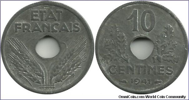 France 10 Centimes 1941-Etat Français (WW II german occupation)