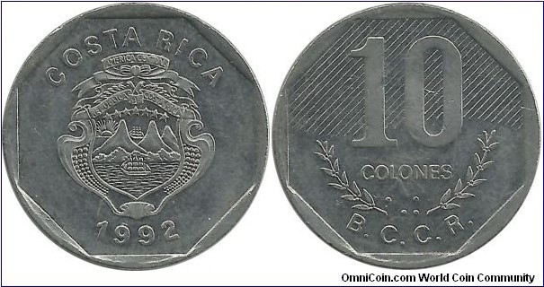 CostaRica 10 Colones 1992