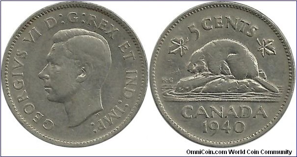 Canada 5 Cents 1940