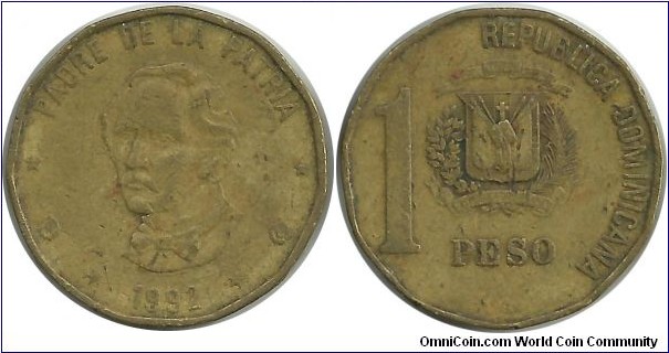 DominicanRepublic 1 Peso 1992