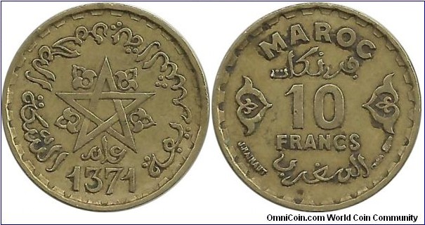 Morocco 10 Francs 1371