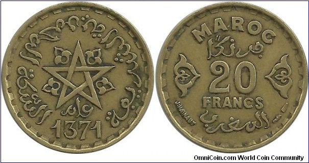 Morocco 20 Francs 1371